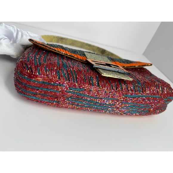 Fendi baguette vintage multicolor glitter beaded shoulder bag - Picture 10 of 11
